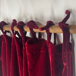 Lined Red ‘velvet’ curtain panel